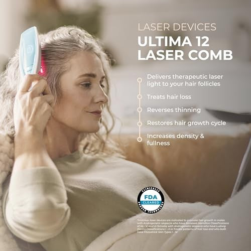 WHITE/BLUE - HAIRMAX ULTIMA 12 HAIR GROWTH LASER COMB