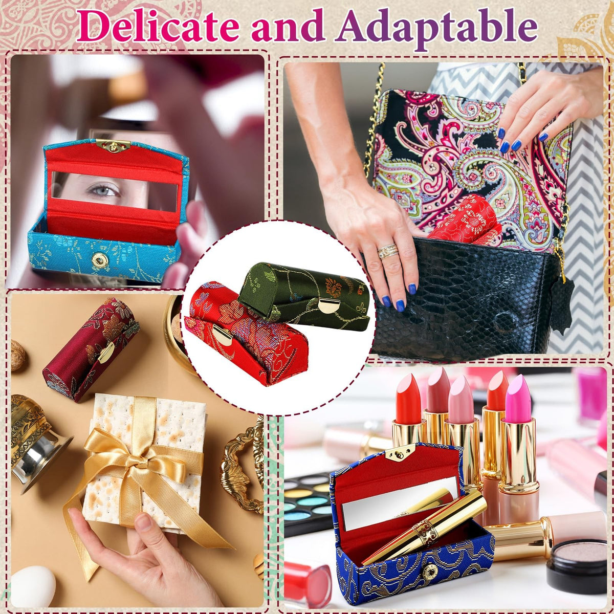 Set of 24 Lipstick Case Holders with Mirrors - Bulk Gift for Mother’s Day and Weddings