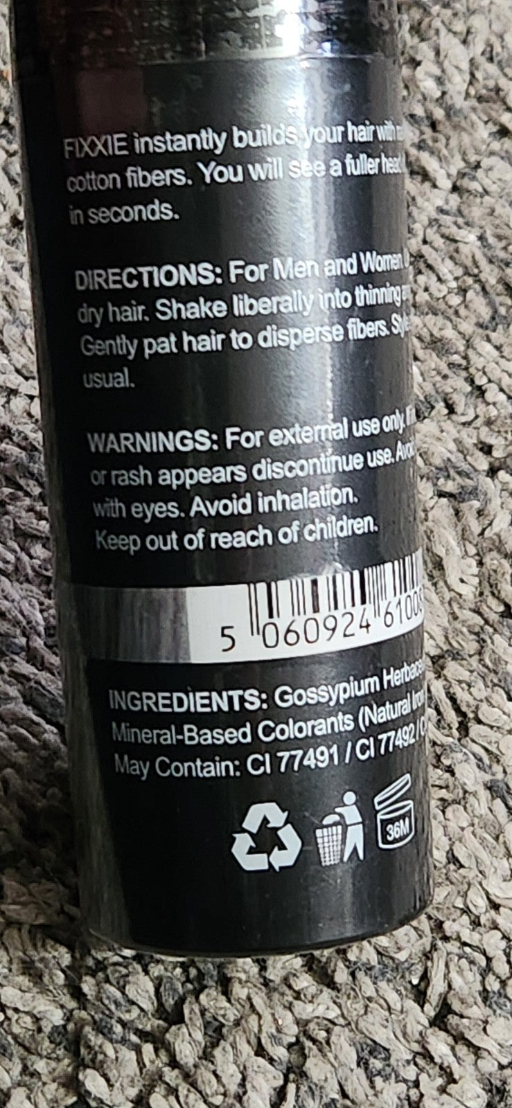 Fixxie Hair Fibers Grey 100% Natural For Men Or Woman