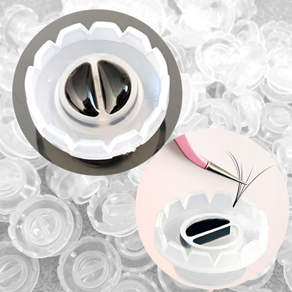 Disposable Eyelash Glue Fan Cup Rings Holder Container - 100Pcs