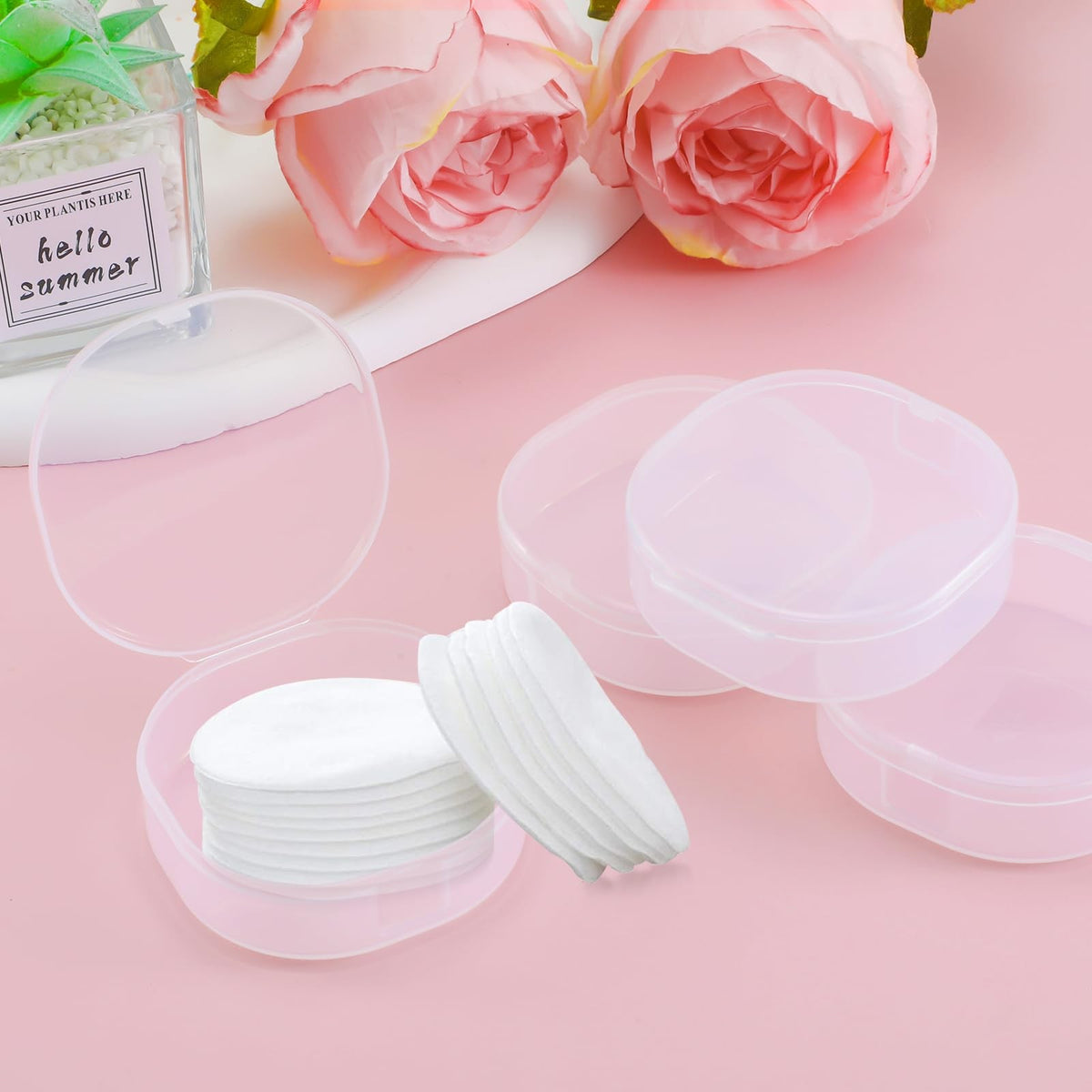 Travel Cotton Pad Holder Container - Compact White Storage Box