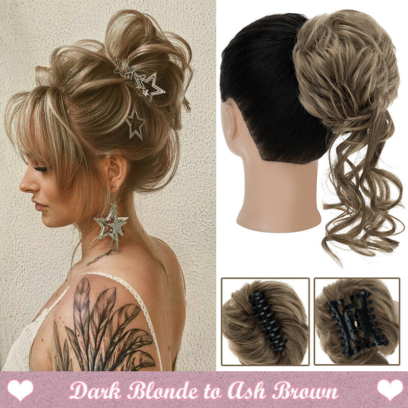 Messy Bun Claw Hair Clip Extensions - Curly Thick Updo Accessory