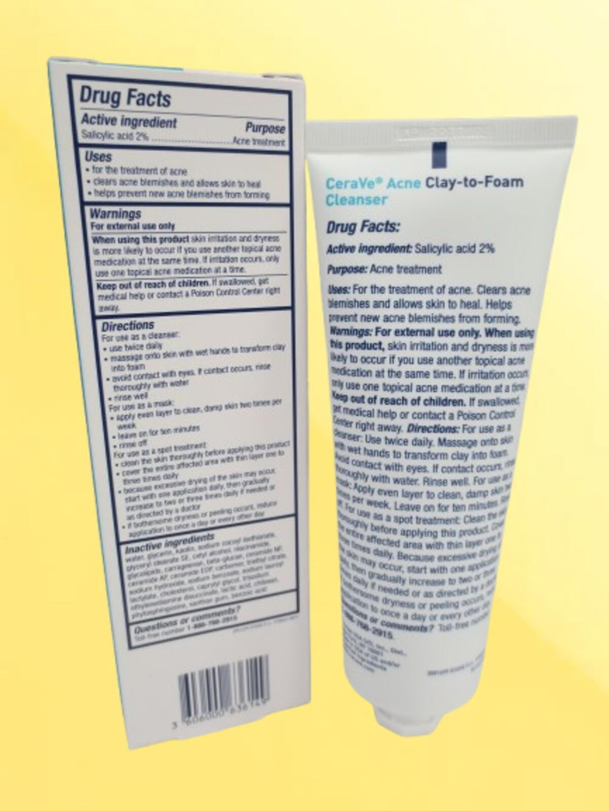 Cerave Acne Clay to Foam Facial Cleanser 4 oz - Pack of 3, Exp 2027