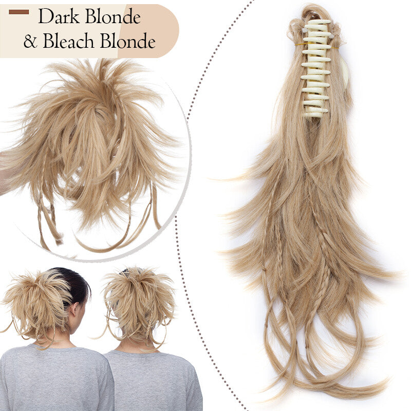 Clip-In Ponytail Hair Extension with Bendable Claw for Short Hair - Curly & Straight Styles