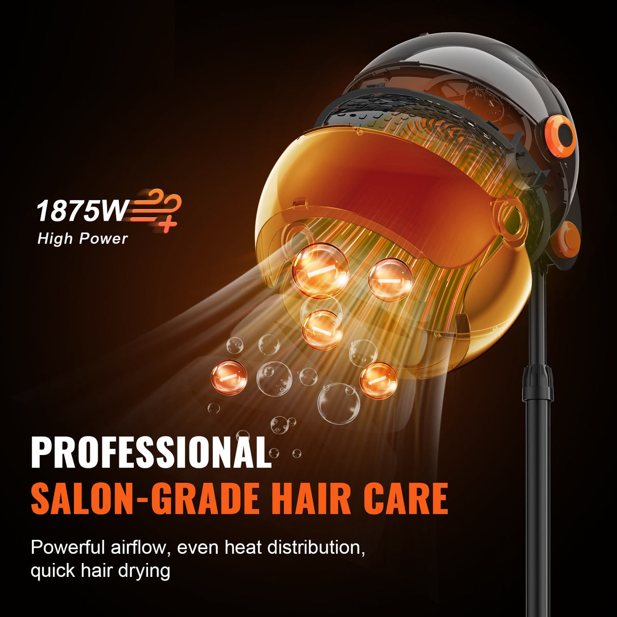 Ionic Hooded Hair Dryer 1875W Salon-Quality Hair Styling with Negative Ions