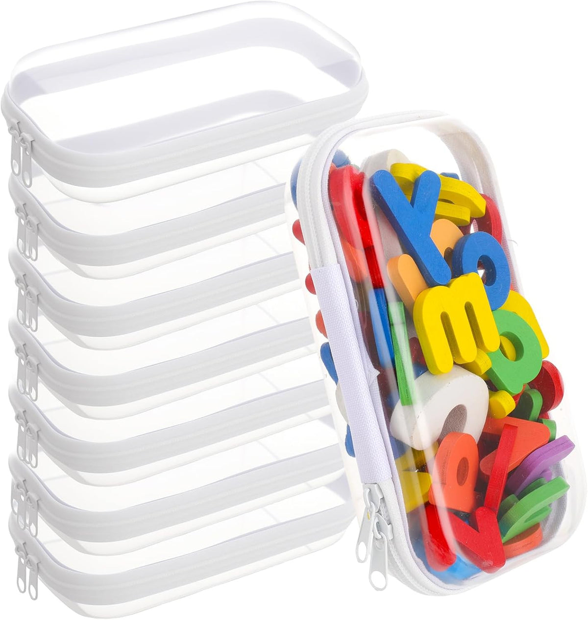 8-Pack Clear Hard Shell Zipper Pouches for Travel Storage & Organization