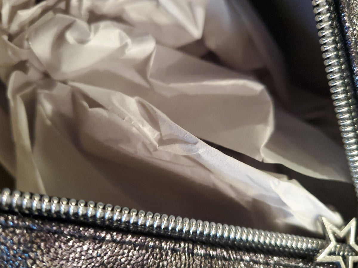 Makeup Bag for Cosmetics and Toiletries - Glitter Grey 8.5 x 8 in