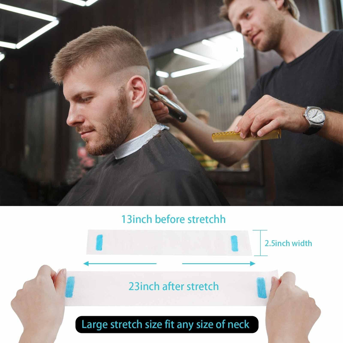 Disposable Barber Neck Strips, 500 Count (5 Rolls) White