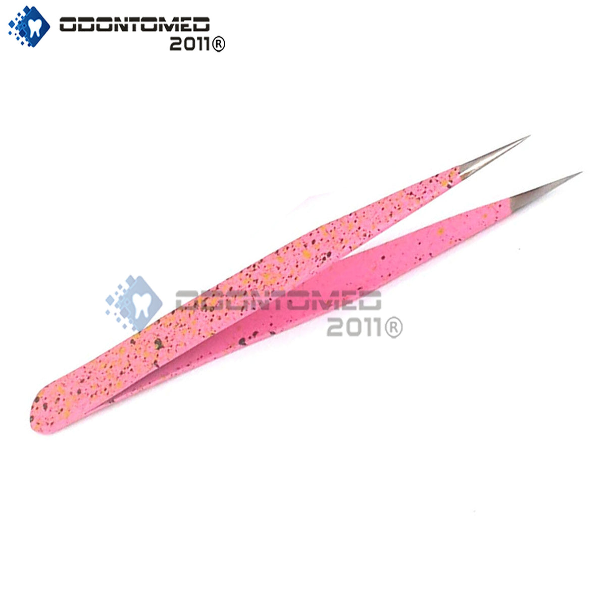 Eyelash Extension Tweezers - Straight Stainless Steel, Pink & Black