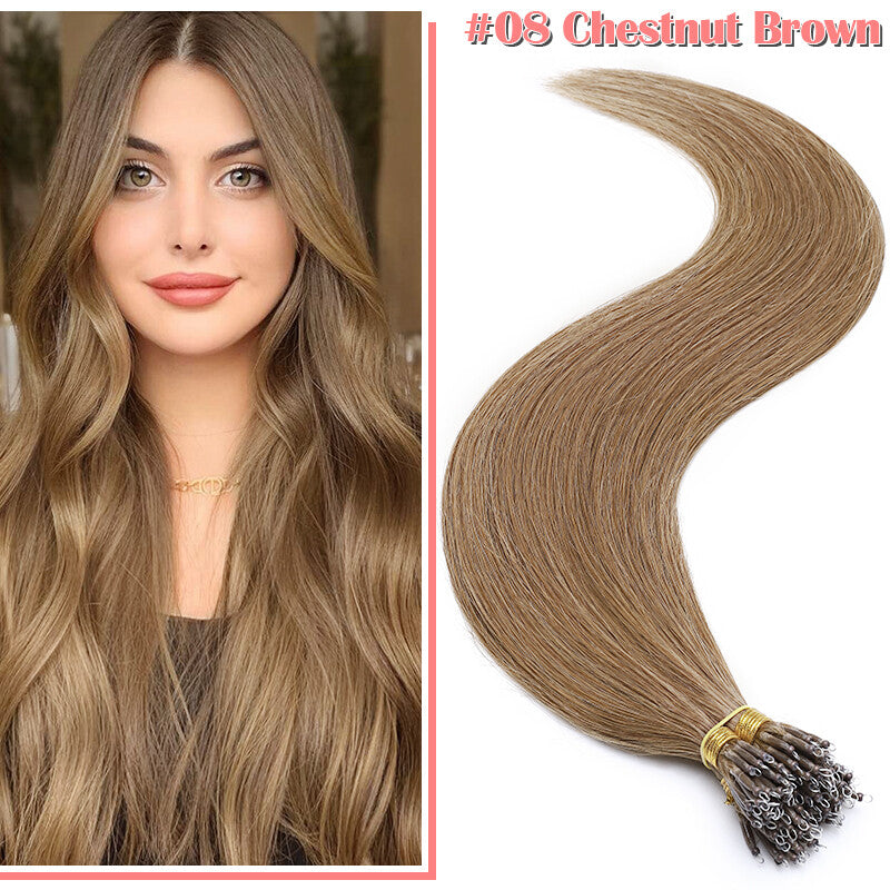 Nano Ring Hair Extensions Set - Real Remy Human Hair Full Head Thick 150g