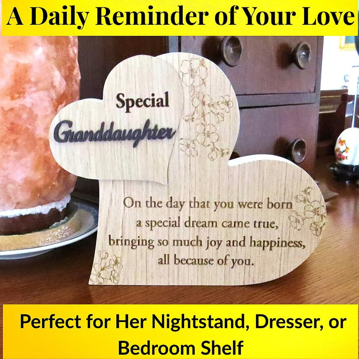 Graduation Gift for Granddaughter Wooden Heart Wall Decor - Inspirational Keepsake