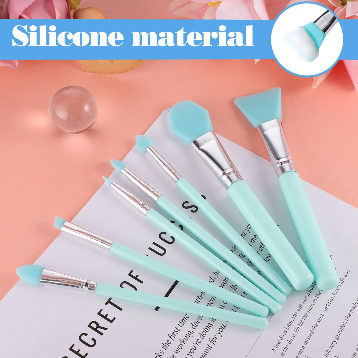 Silicone Brush Applicator Kit - Eco-Friendly Green Makeup & Craft Tools - 7 Pieces