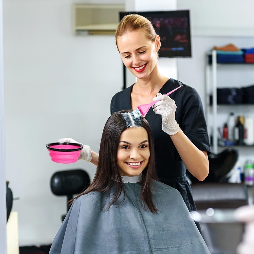 Hair Dye Brush and Bowl Set - Pink & Black