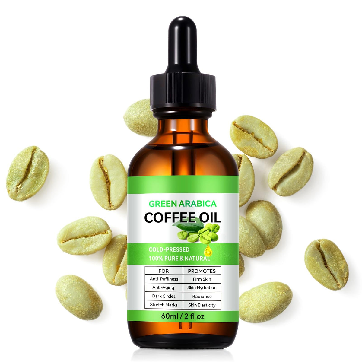Green Coffee Bean Oil - Organic Body, Face & Hair Nourishing Oil 2 Fl Oz