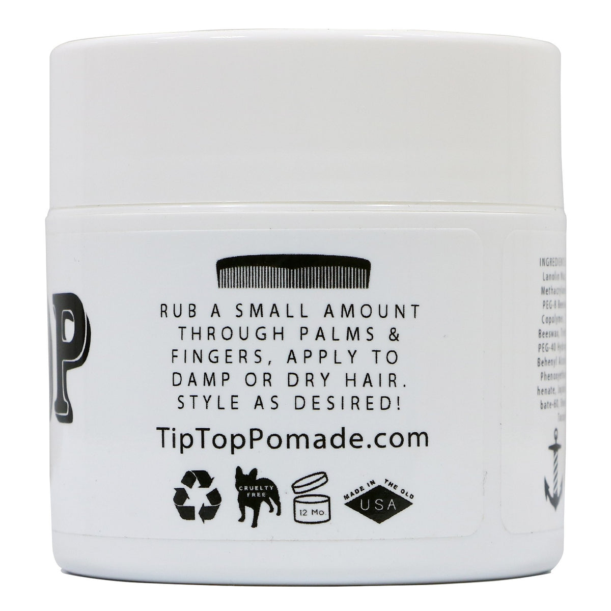 TIP TOP Matte Water Based Medium Hold Hair Pomade - 4.25oz All Day Natural Look