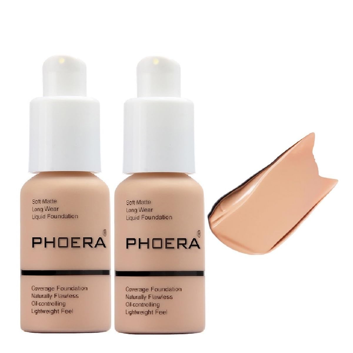 Full Coverage Liquid Foundation 2-Pack - Soft Matte, Waterproof, Long-Lasting