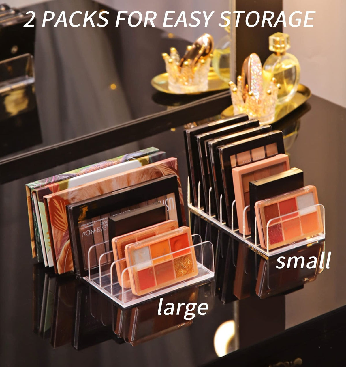 2 Pack Eyeshadow Palette Organizer for Bathroom Countertops - Cosmetic Storage Rack