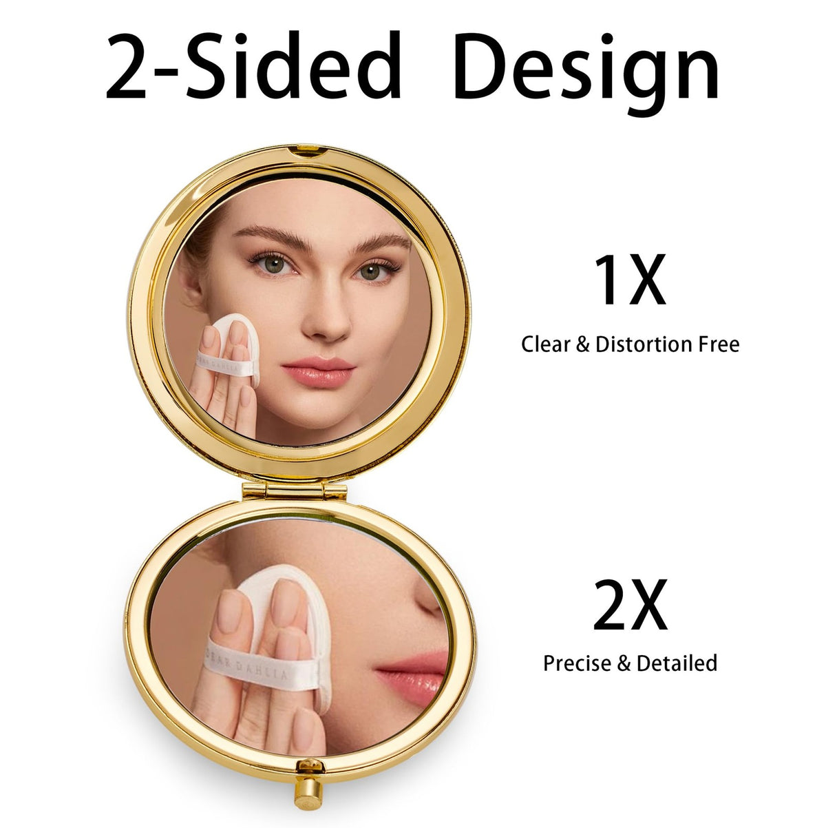 12 Pack Metal Compact Mirrors with 1X/2X Magnification - Gold, Travel Size