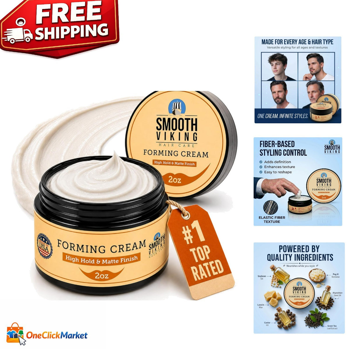 Hydrating Matte Hair Paste for Men - High Hold Styling Cream, Travel 2oz