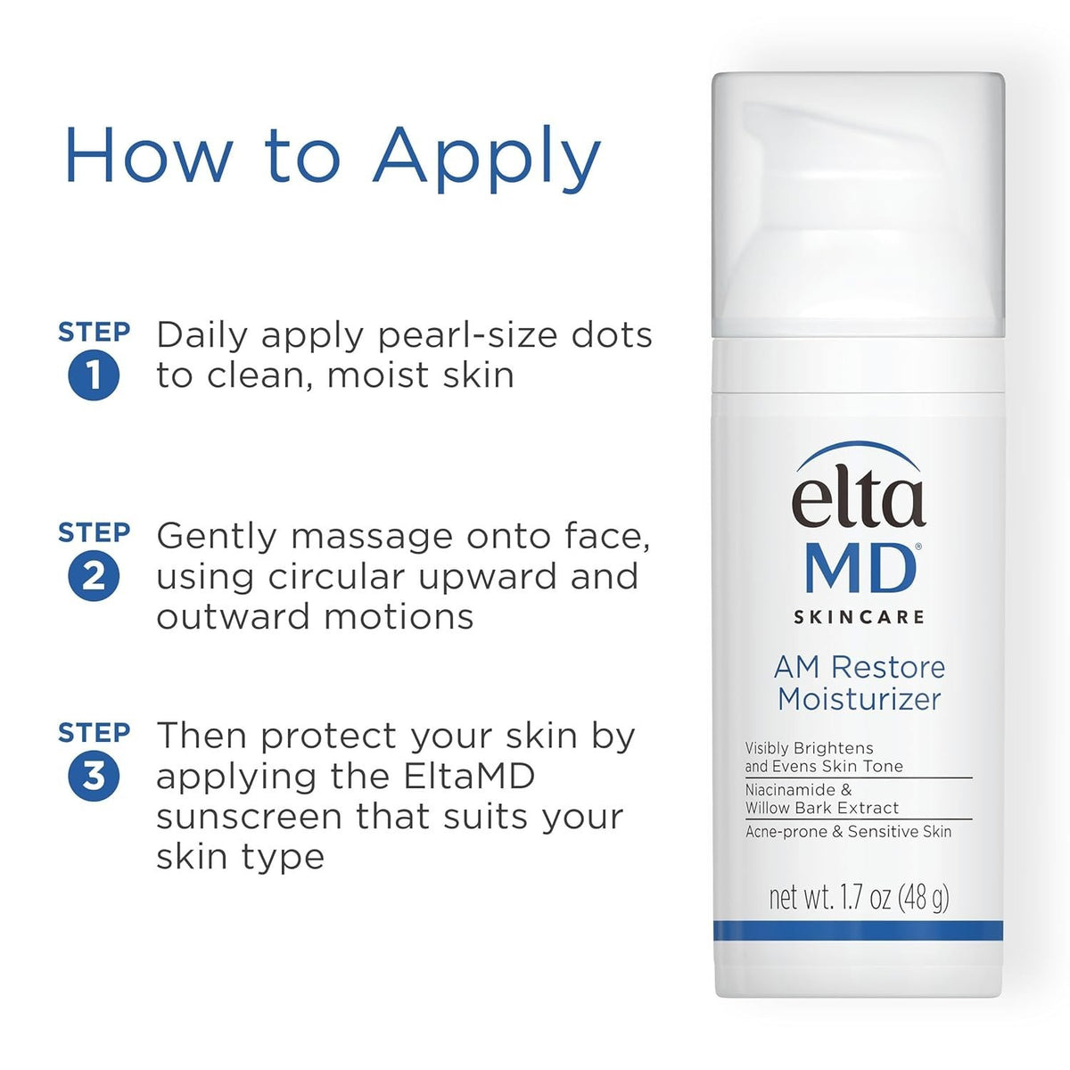 EltaMD AM Restore Moisturizer 1.7 oz (2 Pack) Acne-Prone Sensitive