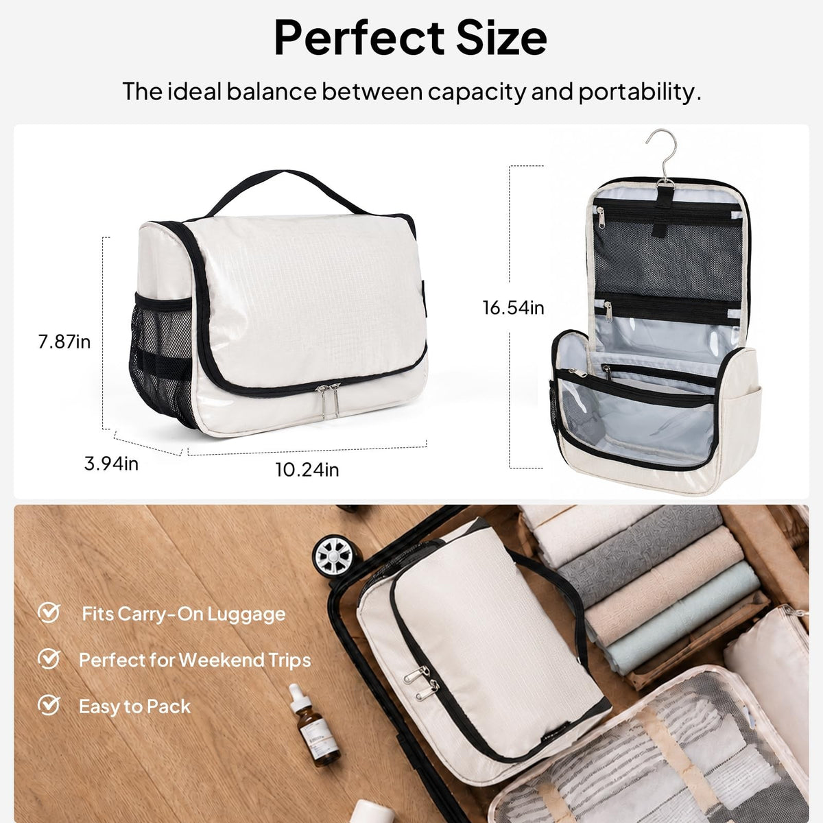 Waterproof Travel Hanging Toiletry & Makeup Organizer Bag for Women Men
