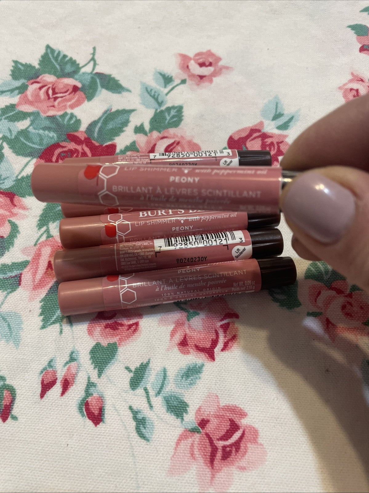 Burt's Bees Lip Shimmer Peony 0.09 Oz Natural Lip Balm with Peppermint Oil