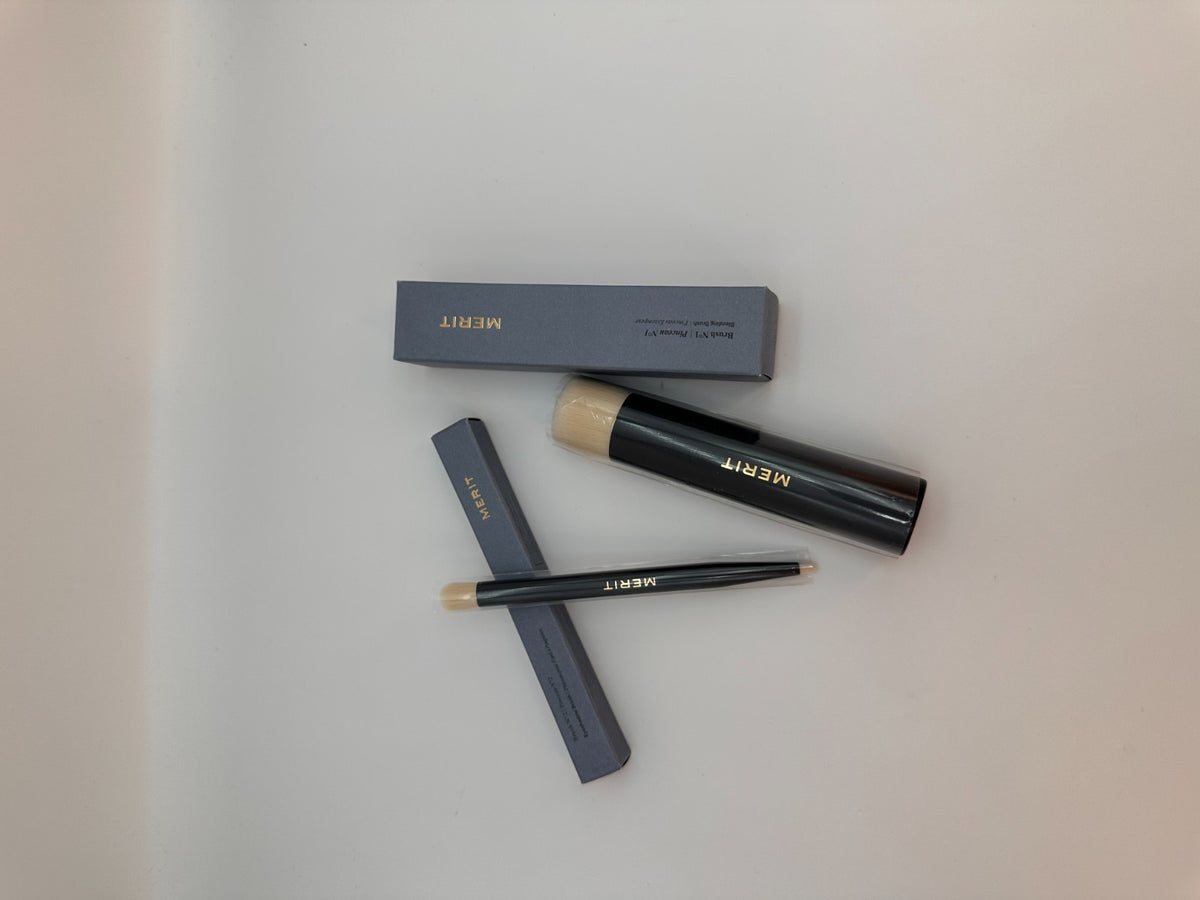 Merit No.1 No.2 Brush Set – 2-Piece Makeup Brushes for Face & Eyes (NIB)