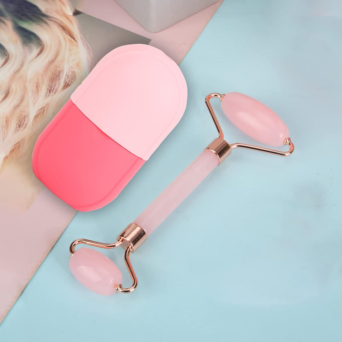 Facial Ice Roller Mold Set - Reusable Silicone Face & Oval Massager