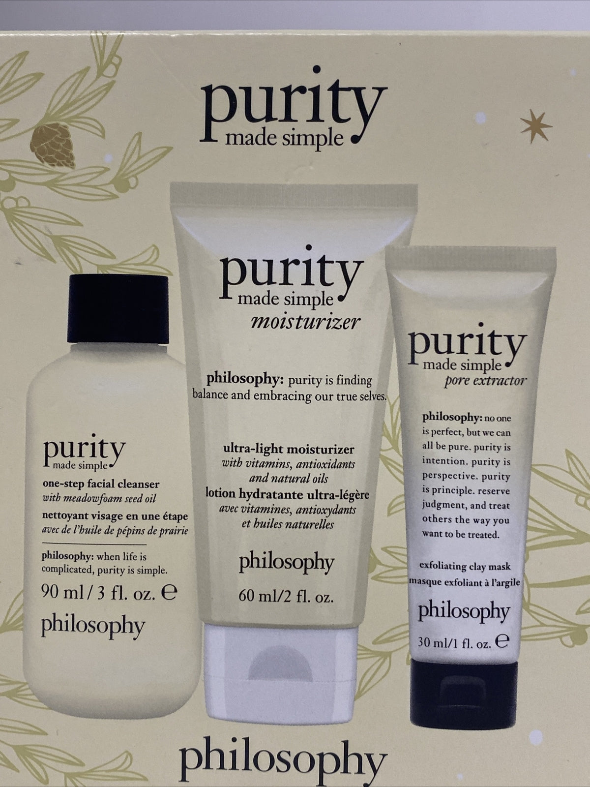 Travel Skincare Set with Cleanser, Clay Mask & Moisturizer - 3 Piece