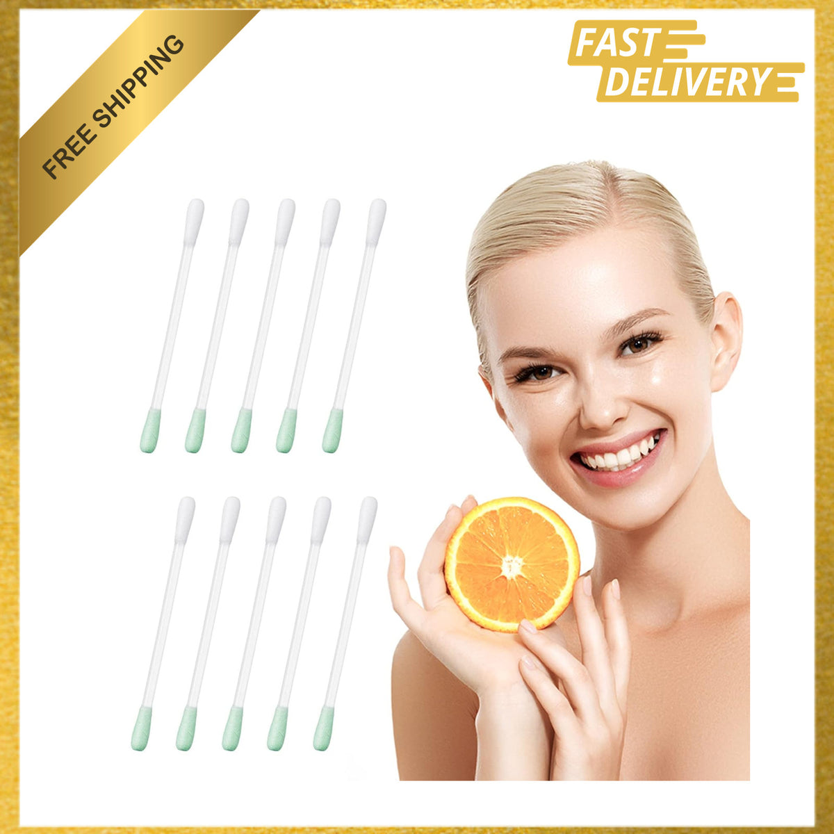 Cotton Makeup Remover Swabs with Vitamin E Liquid, 100 Pcs for Eye & Lip