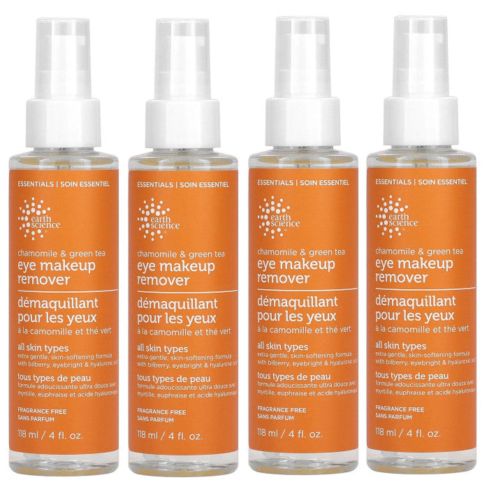 Gentle Eye Makeup Remover with Chamomile & Green Tea - Fragrance-Free, 4 fl oz (Pack of 4)