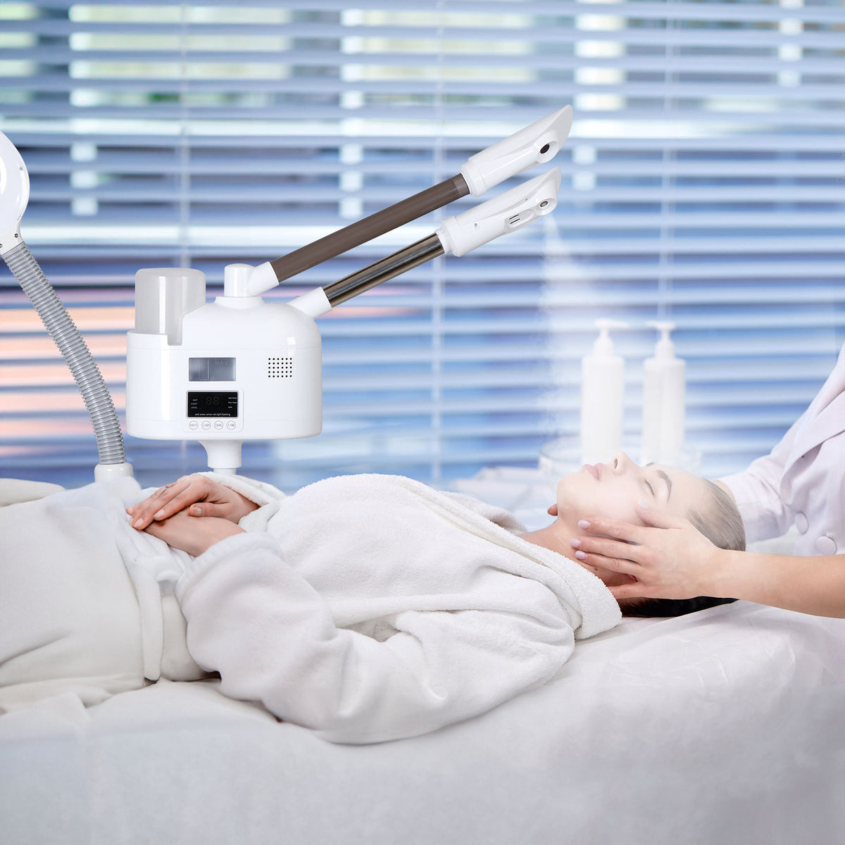 3 in 1 Facial Steamer with Hot/Cold Nozzle 5X LED Magnifying Lamp