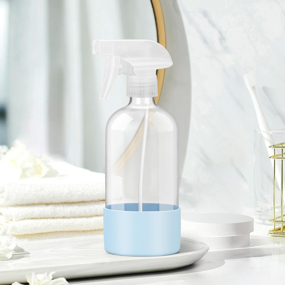16 oz Refillable Glass Spray Bottle with Silicone Sleeve - Multi-Purpose