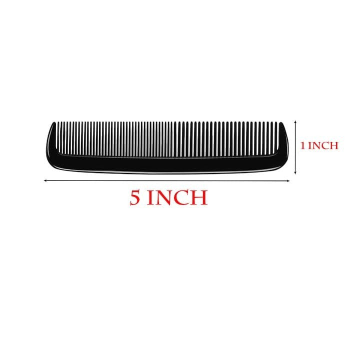 Pocket Hair Comb for Men Beard & Mustache Styling - 5 Inch Black CombSet