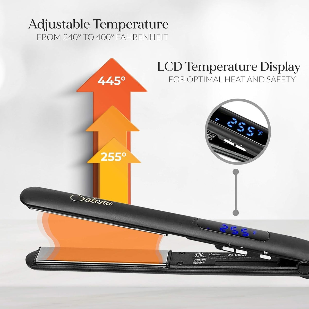 Titanium Hair Straightener 1-Inch Flat Iron with Ionic Technology - Travel Bag