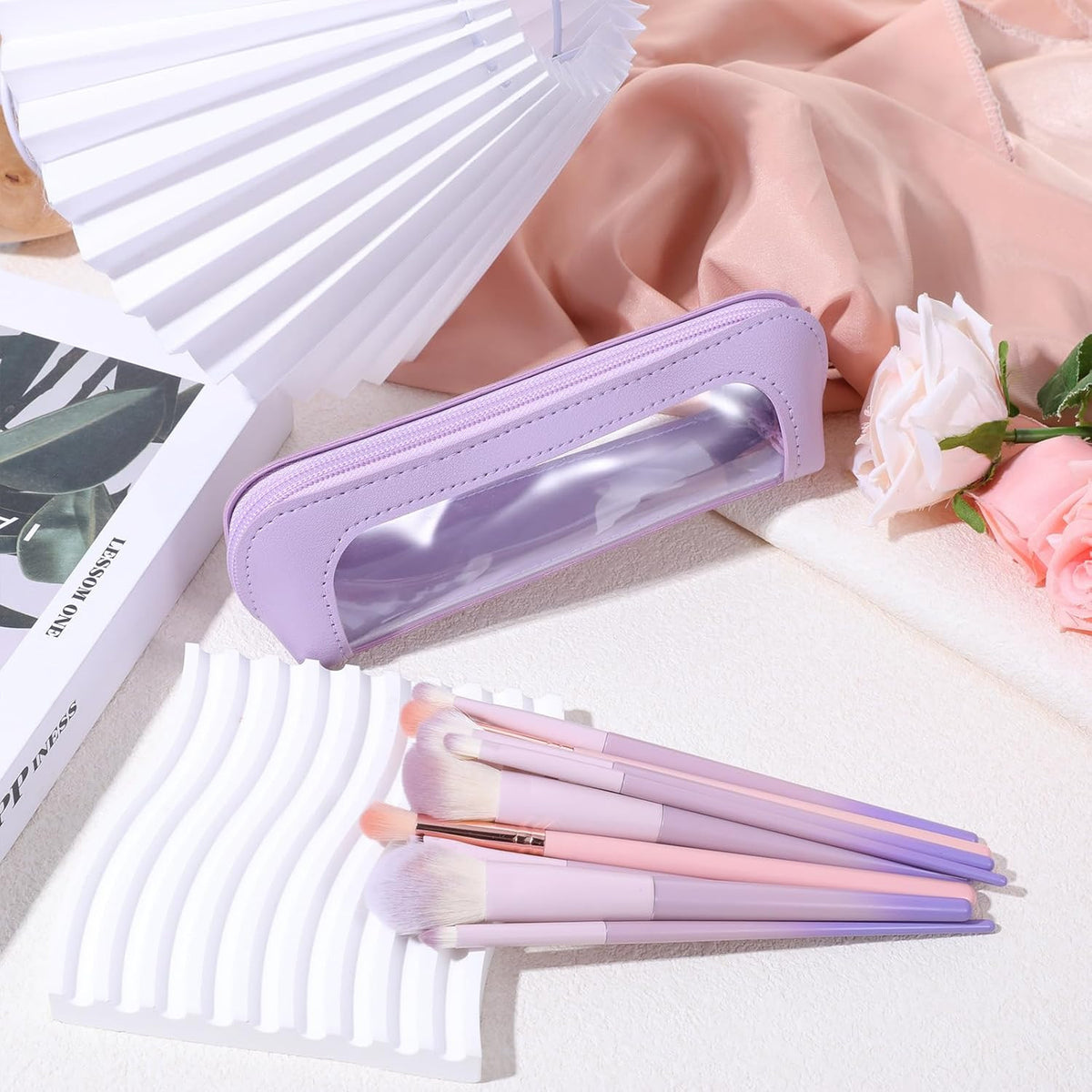 Small Clear Makeup Pouch with Zipper - Portable Travel Cosmetic Bag for Women