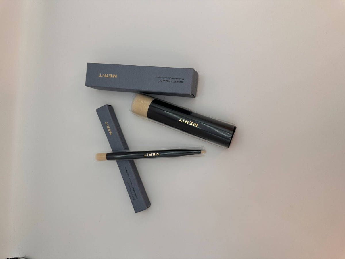 Merit No.1 No.2 Brush Set – 2-Piece Makeup Brushes for Face & Eyes (NIB)