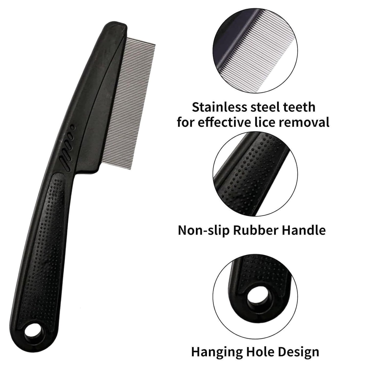 Stainless Steel Fine Tooth Dandruff Comb for Kids and Adults - Hair Scalp Care