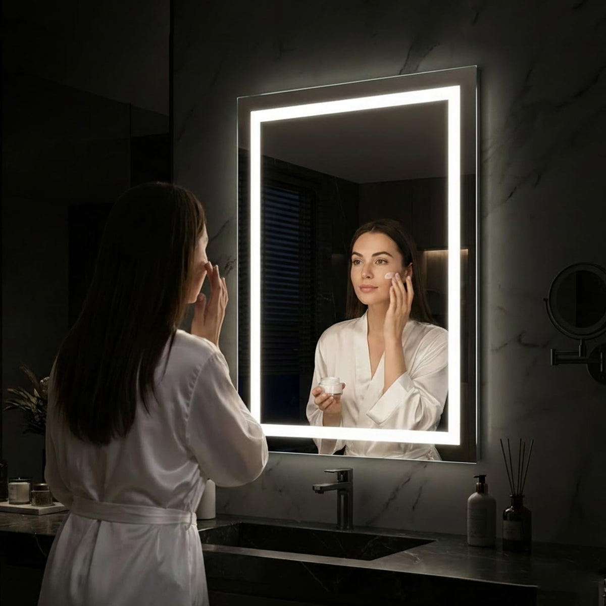 24x32 Inch LED Bathroom Mirror with Lights, Anti-Fog Wall Vanity Mirror