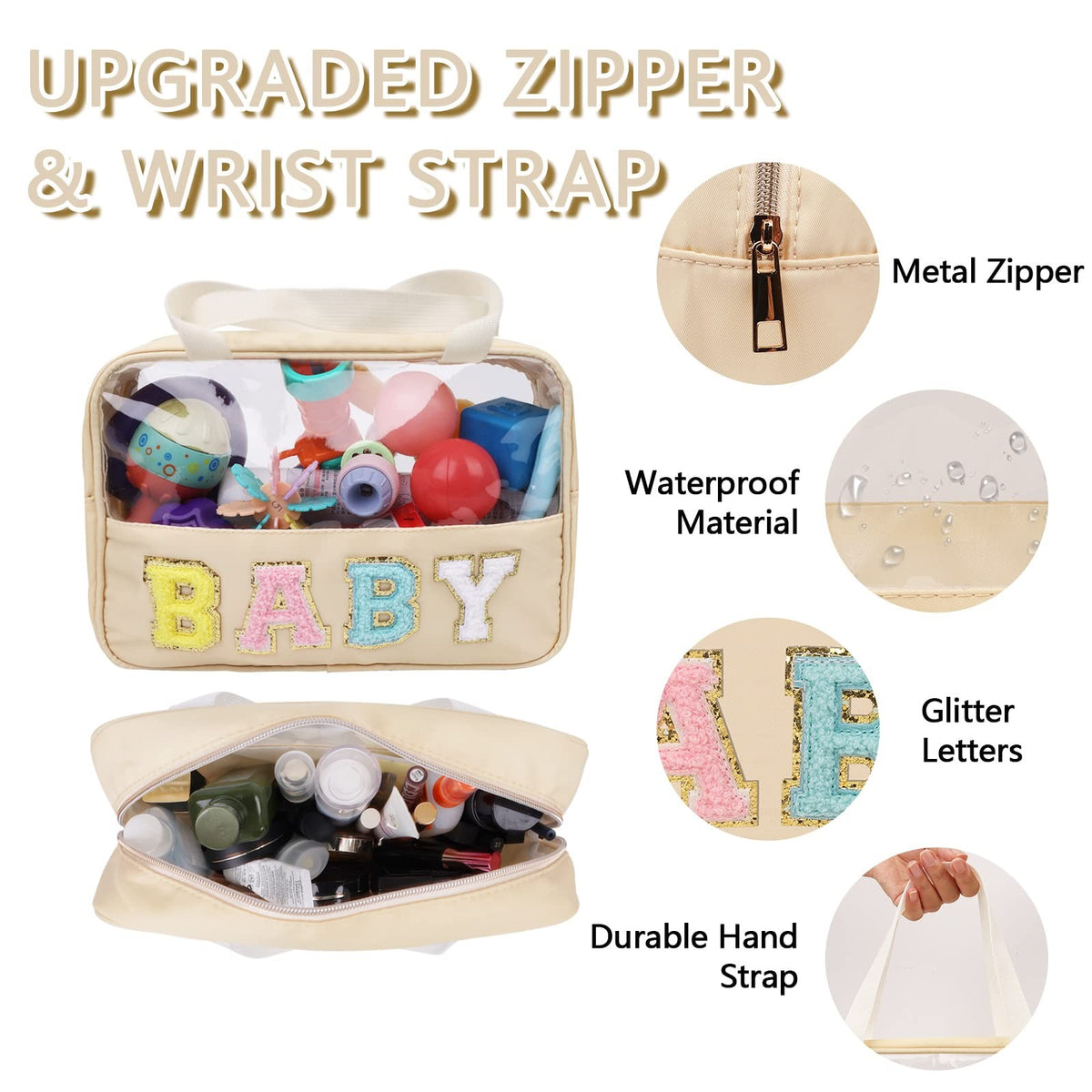 Clear Makeup Bag Waterproof Tote with Handle - Large Cosmetic Organizer