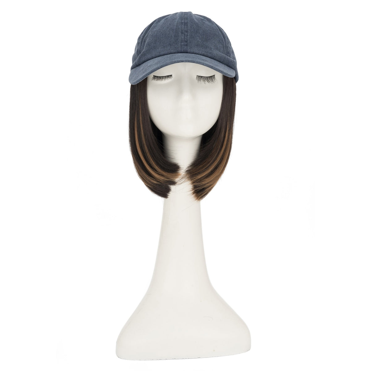 8-Inch Curly Baseball Cap with Synthetic Ponytail Hair Extensions - Natural Look