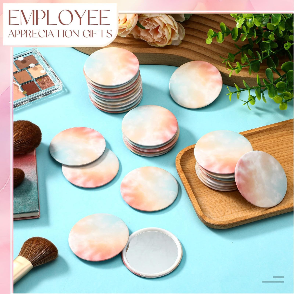 30 Pack Small Round Pocket Mirrors - Pastel Rainbow Compact Makeup Mirrors for Travel & Gifts