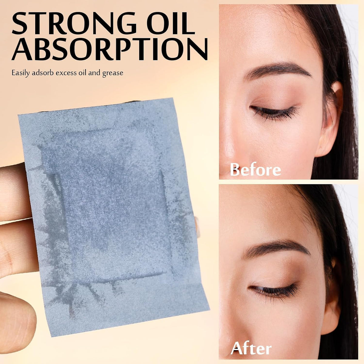 Face Oil Blotting Papers Set - 300 Sheets with Mirror & Puff