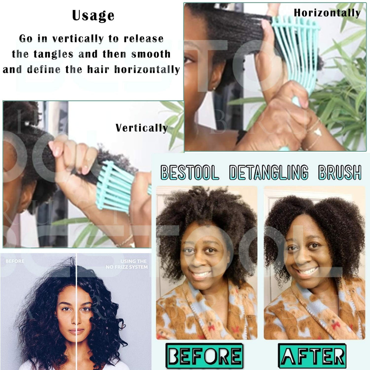 Detangling Brush for Black Natural Hair - Tangle-Free, Eco-Friendly Green Design