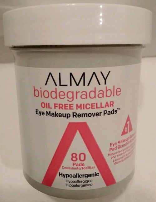 Biodegradable Oil-Free Micellar Eye Makeup Remover Pads - 80 Count