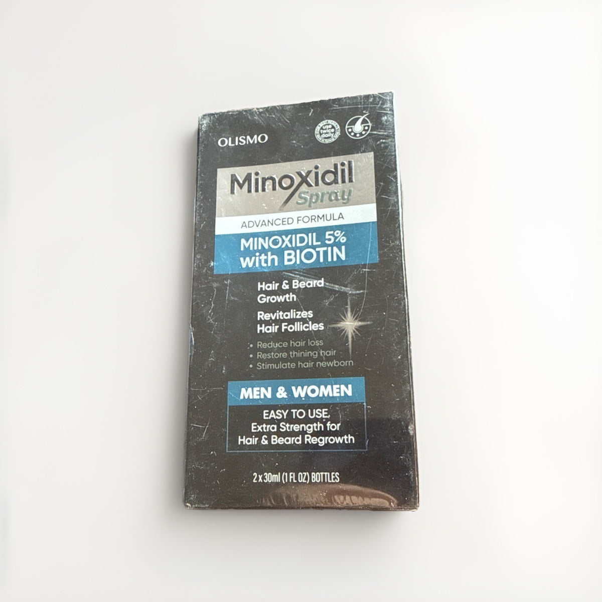 5% Minoxidil Spray Advanced Formula with Biotin - 2 x 1oz