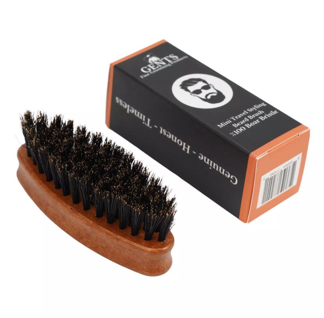 Wood Mini Travel Beard Brush with Boar Bristles and Wooden Handle