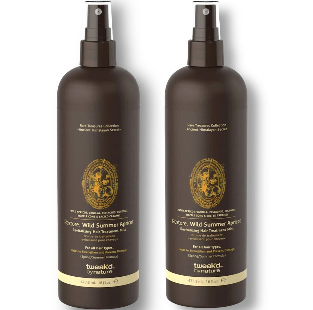 Wild Summer Apricot Hair Treatment Mist - Revitalizing Leave-In Spray, 16oz, Pack of 2