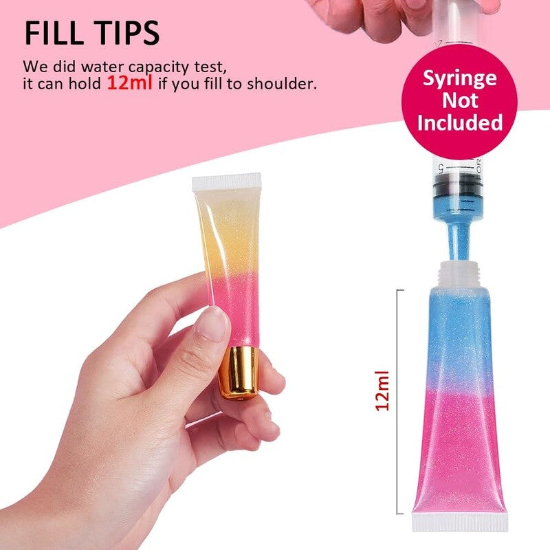 6Pcs Clear Lip Gloss Tubes Set - Empty Refillable Squeeze Containers, 10ml