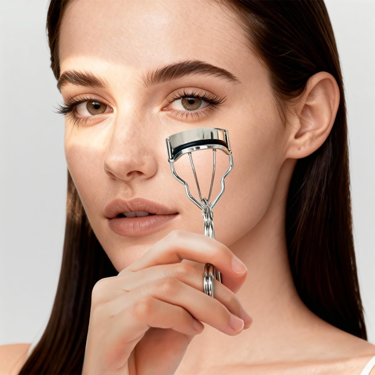 Dual-Curvature Eyelash Curlers with Silicone Refills Set - Silver